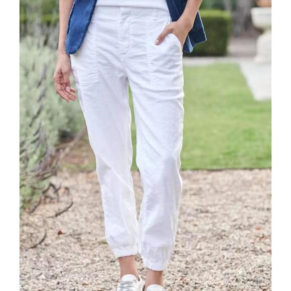 NEW FRANK & EILEEN jameson jogger performance pant in white performance linen - Picture 1 of 4
